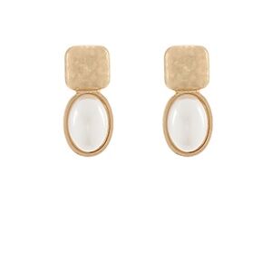 Textured Square & Oval Stone Earrings